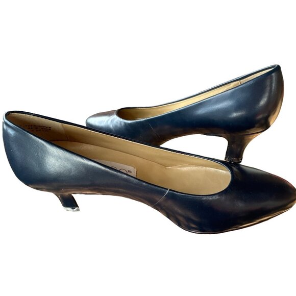 Foley's Calico Mid-Heel Navy Dress Shoes Women's Size 6M (READ) - Picture 1 of 16